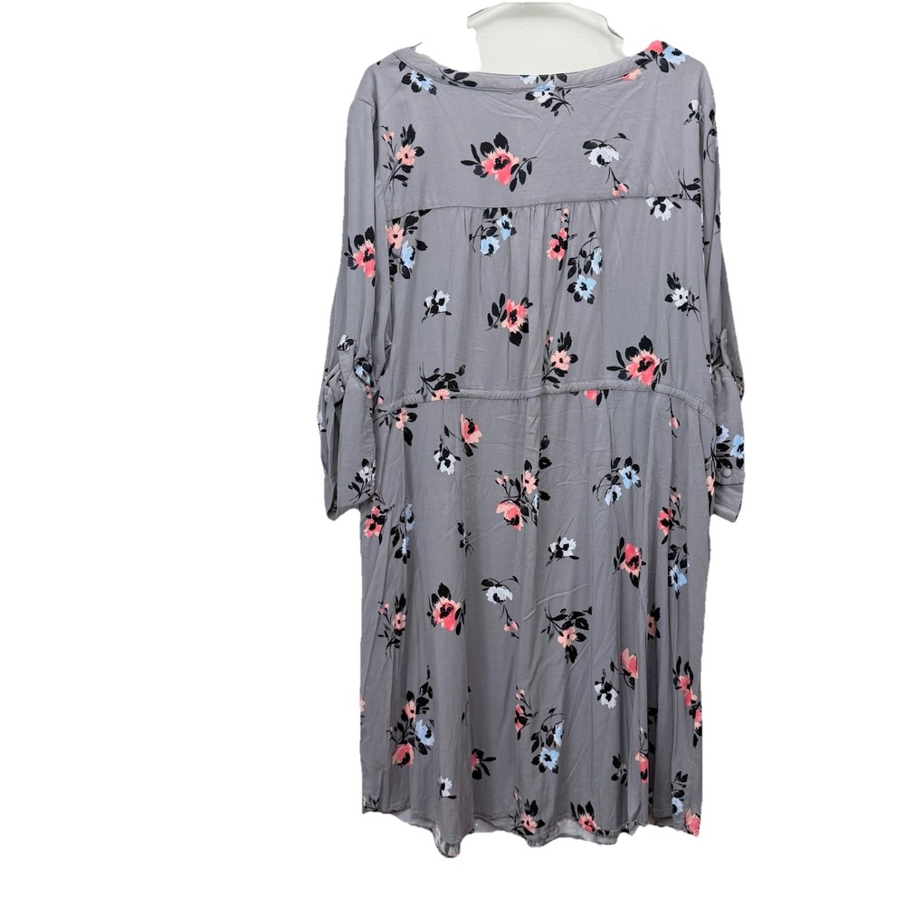 Torrid Gray Floral Challis Zip-Front 3/4 Tab Sleeve Shirt Dress Size‎ 4X - Picture 9 of 13